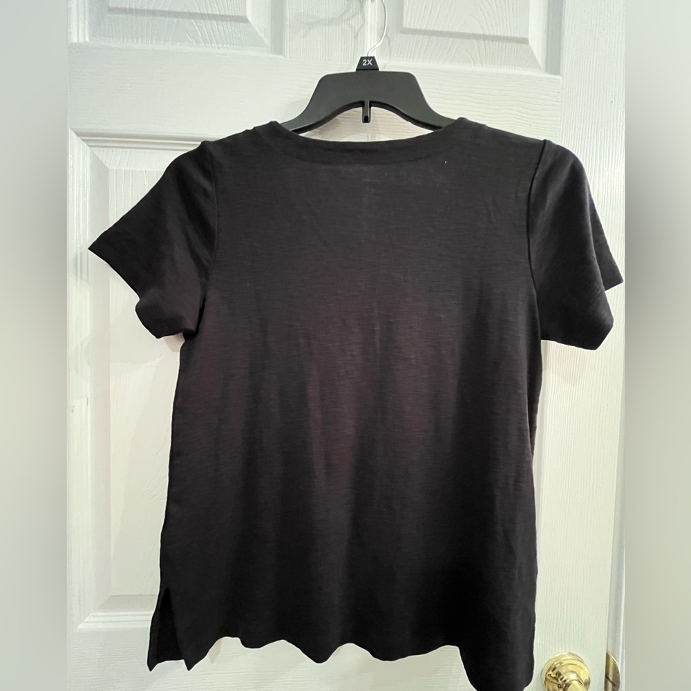 NWT J Jill Pima Cotton 100% Knit Black V-neck Petite Small Tee - Picture 6 of 8